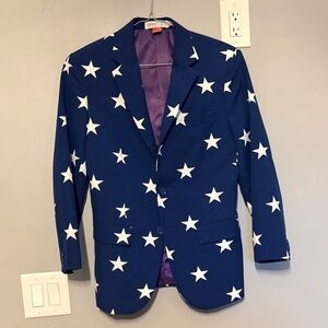 Oppo Navy Star-Patterned Blazer